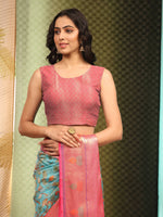 Thumbnail for Blue Art Silk Digital Print Floral Saree with Unstitched Blouse - Hiral Fashion - Distacart