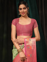 Thumbnail for Green Art Silk Digital Print Floral Saree with Unstitched Blouse - Hiral Fashion - Distacart