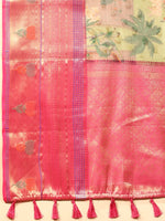 Thumbnail for Green Art Silk Digital Print Floral Saree with Unstitched Blouse - Hiral Fashion - Distacart