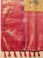 Thumbnail for Mustard Art Silk Digital Print Floral Saree with Unstitched Blouse - Hiral Fashion - Distacart