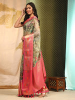 Thumbnail for Multicolor Art Silk Digital Print Floral Saree with Unstitched Blouse - Hiral Fashion - Distacart