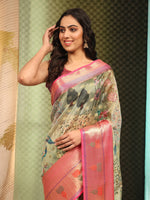 Thumbnail for Multicolor Art Silk Digital Print Floral Saree with Unstitched Blouse - Hiral Fashion - Distacart