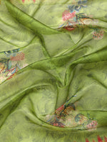 Thumbnail for Green Kanjeevaram Silk Digital Print Floral Saree with Unstitched Blouse - Hiral Fashion - Distacart