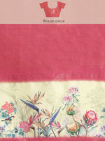 Thumbnail for Turquoise Kanjeevaram Silk Digital Print Floral Saree with Unstitched Blouse - Hiral Fashion - Distacart