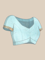 Thumbnail for Blue Art Silk Printed Floral Saree with Unstitched Blouse - Hiral Fashion - Distacart