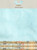 Thumbnail for Blue Art Silk Printed Floral Saree with Unstitched Blouse - Hiral Fashion - Distacart