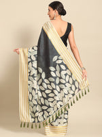 Thumbnail for Black Art Silk Printed Floral Saree with Unstitched Blouse - Hiral Fashion - Distacart