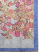 Thumbnail for Gray Silk Cotton Digital Print Striped Saree with Unstitched Blouse - Hiral Fashion - Distacart