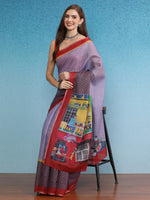 Thumbnail for Lavender Silk Cotton Digital Print Solid Saree with Unstitched Blouse - Hiral Fashion - Distacart