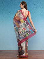 Thumbnail for Multicolor Silk Cotton Digital Print Abstract Saree with Unstitched Blouse - Hiral Fashion - Distacart