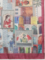 Thumbnail for Multicolor Silk Cotton Digital Print Abstract Saree with Unstitched Blouse - Hiral Fashion - Distacart