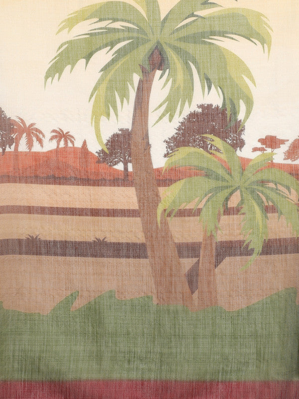 Multicolor Silk Cotton Digital Print Floral Saree with Unstitched Blouse - Hiral Fashion - Distacart