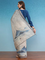 Thumbnail for Beige Silk Cotton Digital Print Polka Dots Saree with Unstitched Blouse - Hiral Fashion - Distacart