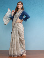 Thumbnail for Beige Silk Cotton Digital Print Polka Dots Saree with Unstitched Blouse - Hiral Fashion - Distacart