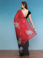 Thumbnail for Black Silk Cotton Digital Print Floral Saree with Unstitched Blouse - Hiral Fashion - Distacart
