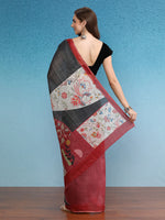 Thumbnail for Gray Silk Cotton Digital Print Solid Saree with Unstitched Blouse - Hiral Fashion - Distacart