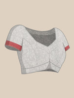 Thumbnail for Gray Silk Cotton Digital Print Solid Saree with Unstitched Blouse - Hiral Fashion - Distacart