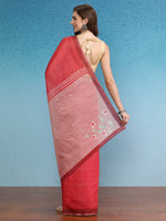 Thumbnail for Red Silk Cotton Digital Print Solid Saree with Unstitched Blouse - Hiral Fashion - Distacart