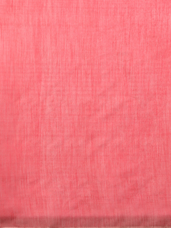 Red Silk Cotton Digital Print Solid Saree with Unstitched Blouse - Hiral Fashion - Distacart