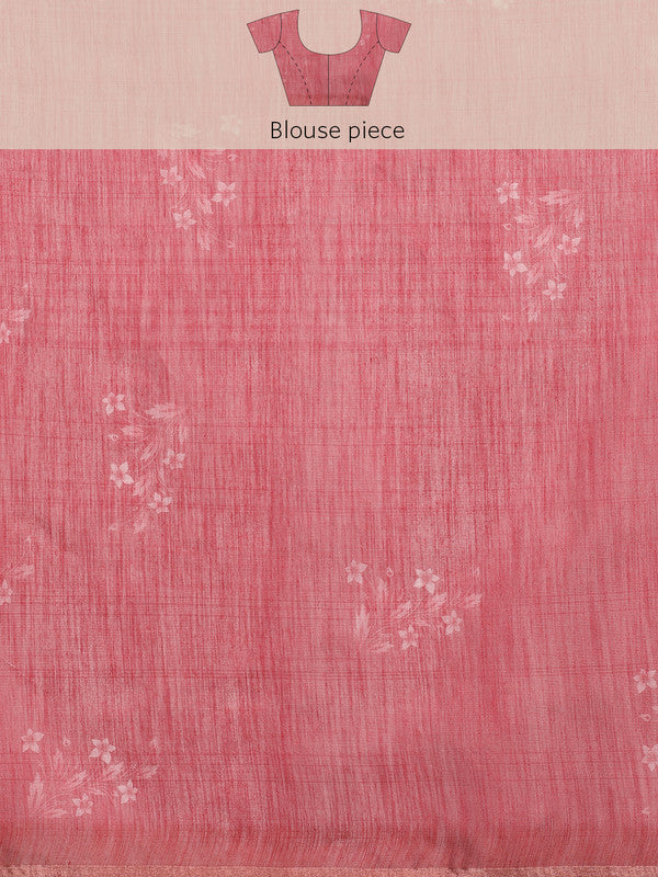 Red Silk Cotton Digital Print Solid Saree with Unstitched Blouse - Hiral Fashion - Distacart