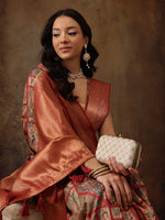 Thumbnail for Multicolor Kanjeevaram Silk Digital Print Kalamkari Saree with Unstitched Blouse - Hiral Fashion - Distacart