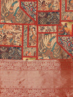 Thumbnail for Multicolor Kanjeevaram Silk Digital Print Kalamkari Saree with Unstitched Blouse - Hiral Fashion - Distacart