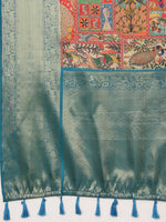 Thumbnail for Multicolor Kanjeevaram Silk Digital Print Kalamkari Saree with Unstitched Blouse - Hiral Fashion - Distacart