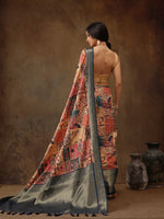 Thumbnail for Multicolor Kanjeevaram Silk Digital Print Kalamkari Saree with Unstitched Blouse - Hiral Fashion - Distacart