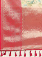 Thumbnail for Beige Chanderi Art Silk Printed Floral Saree with Unstitched Blouse - Hiral Fashion - Distacart