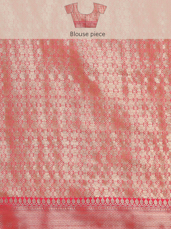 Beige Chanderi Art Silk Printed Floral Saree with Unstitched Blouse - Hiral Fashion - Distacart