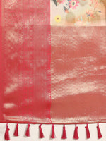 Thumbnail for Multicolor Chanderi Art Silk Printed Floral Saree with Unstitched Blouse - Hiral Fashion - Distacart