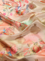 Thumbnail for Multicolor Chanderi Art Silk Printed Floral Saree with Unstitched Blouse - Hiral Fashion - Distacart