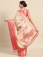 Thumbnail for Pink Chanderi Art Silk Printed Floral Saree with Unstitched Blouse - Hiral Fashion - Distacart