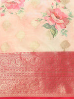 Thumbnail for Pink Chanderi Art Silk Printed Floral Saree with Unstitched Blouse - Hiral Fashion - Distacart