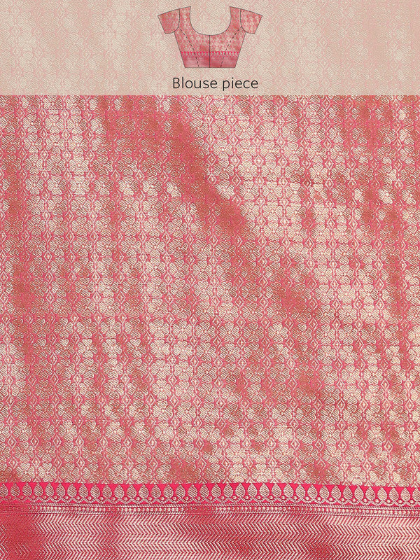 Pink Chanderi Art Silk Printed Floral Saree with Unstitched Blouse - Hiral Fashion - Distacart