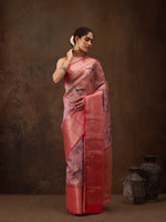 Thumbnail for Light Pink Chanderi Art Silk Digital Print Floral Saree with Unstitched Blouse - Hiral Fashion - Distacart