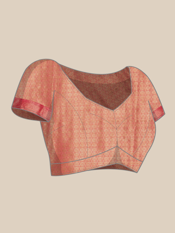 Light Pink Chanderi Art Silk Digital Print Floral Saree with Unstitched Blouse - Hiral Fashion - Distacart