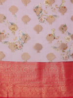 Thumbnail for Lavender Chanderi Art Silk Digital Print Floral Saree with Unstitched Blouse - Hiral Fashion - Distacart