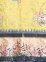 Thumbnail for Olive Kanjeevaram Silk Digital Print Floral Saree with Unstitched Blouse - Hiral Fashion - Distacart