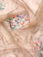 Thumbnail for Peach Kanjeevaram Silk Digital Print Floral Saree with Unstitched Blouse - Hiral Fashion - Distacart