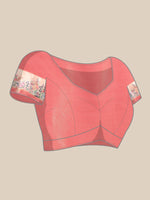 Thumbnail for Peach Kanjeevaram Silk Digital Print Floral Saree with Unstitched Blouse - Hiral Fashion - Distacart