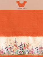 Thumbnail for Green Kanjeevaram Silk Digital Print Floral Saree with Unstitched Blouse - Hiral Fashion - Distacart