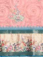 Thumbnail for Pink Kanjeevaram Silk Digital Print Floral Saree with Unstitched Blouse - Hiral Fashion - Distacart