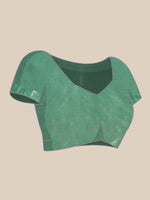 Thumbnail for Turquoise Kanjeevaram Silk Digital Print Floral Saree with Unstitched Blouse - Hiral Fashion - Distacart