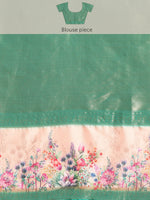 Thumbnail for Turquoise Kanjeevaram Silk Digital Print Floral Saree with Unstitched Blouse - Hiral Fashion - Distacart