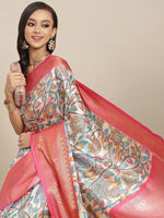 Thumbnail for Multicolor Art Silk Digital Print Floral Saree with Unstitched Blouse - Hiral Fashion - Distacart