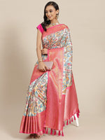 Thumbnail for Multicolor Art Silk Digital Print Floral Saree with Unstitched Blouse - Hiral Fashion - Distacart