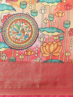 Thumbnail for Off White Art Silk Digital Print Floral Saree with Unstitched Blouse - Hiral Fashion - Distacart