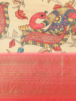 Thumbnail for Beige Art Silk Printed Kalamkari Saree with Unstitched Blouse - Hiral Fashion - Distacart