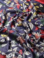 Thumbnail for Navy Blue Art Silk Printed Kalamkari Saree with Unstitched Blouse - Hiral Fashion - Distacart